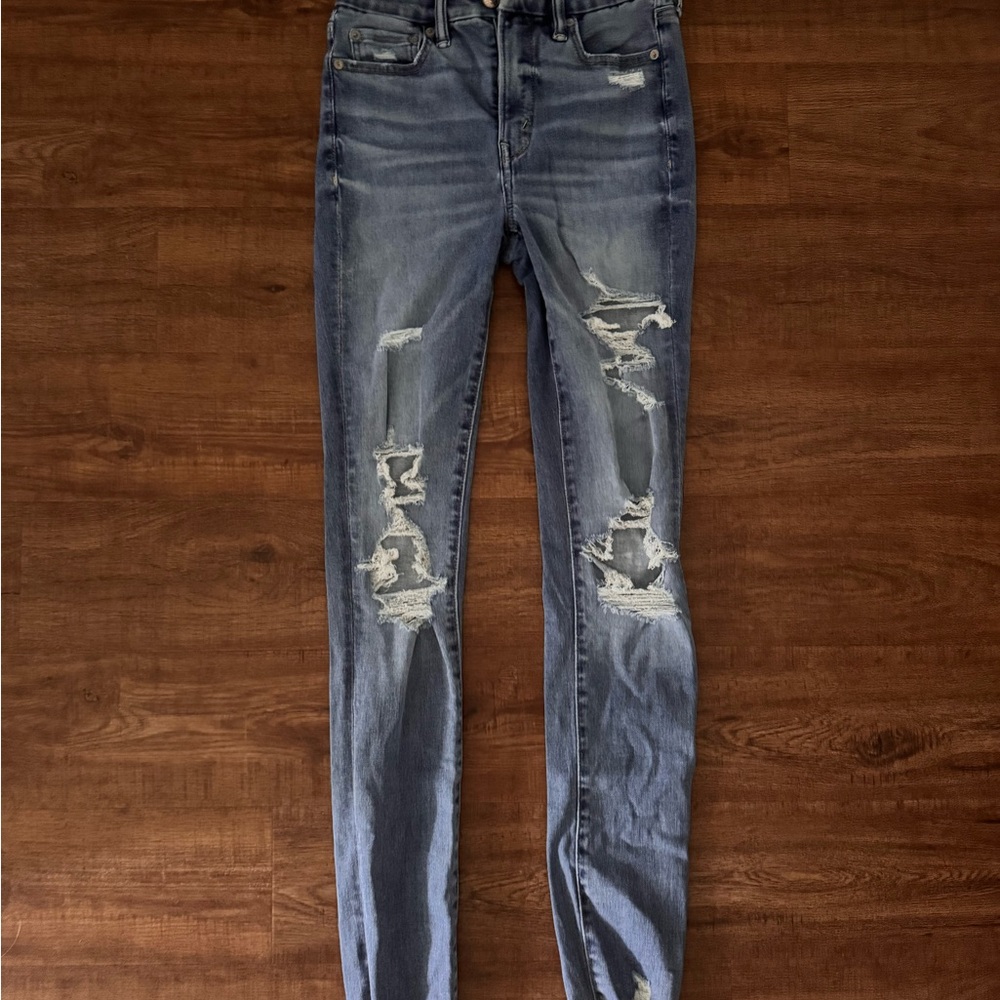American Eagle Outfitters Ripped Blue Skinny Jeans